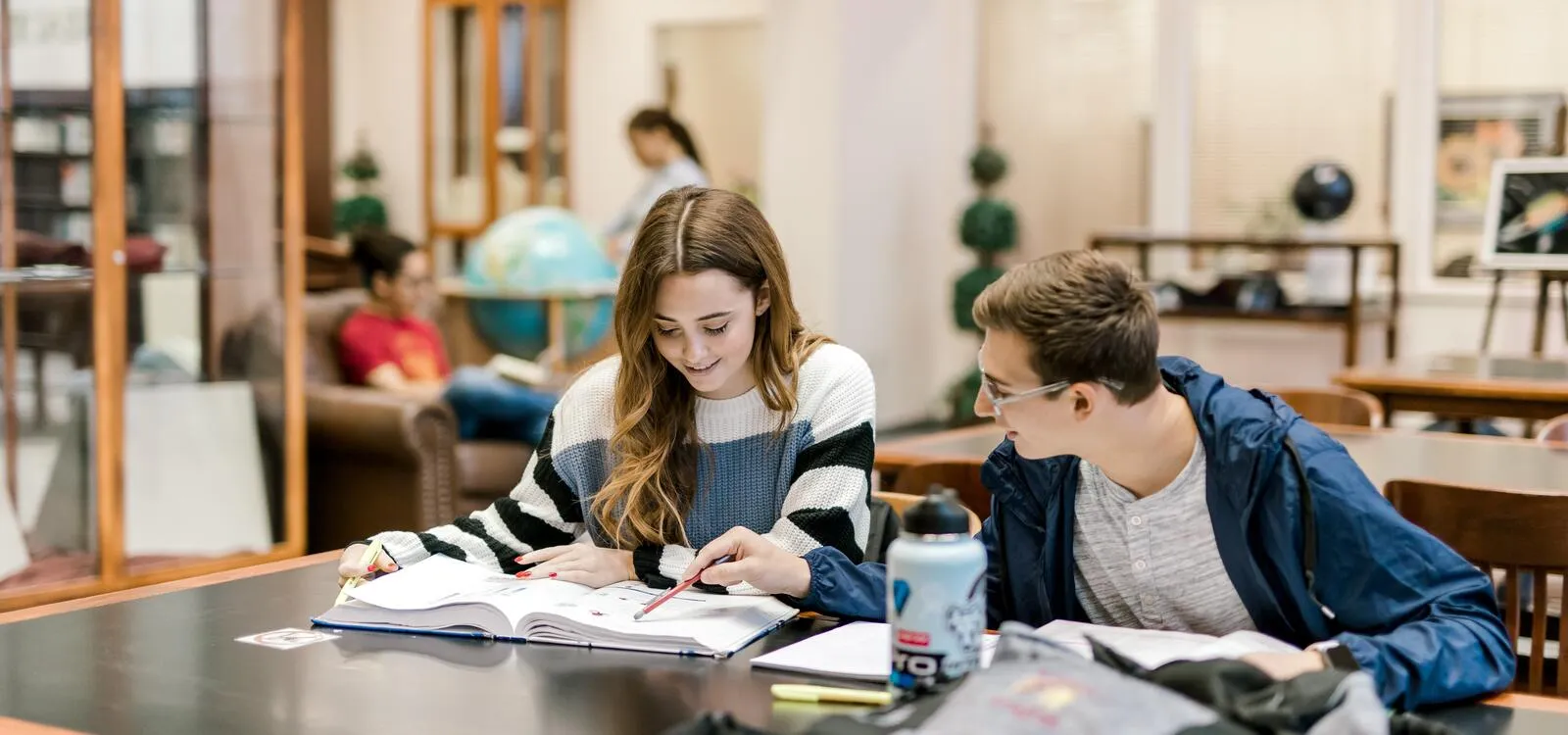 Students studying in the Library